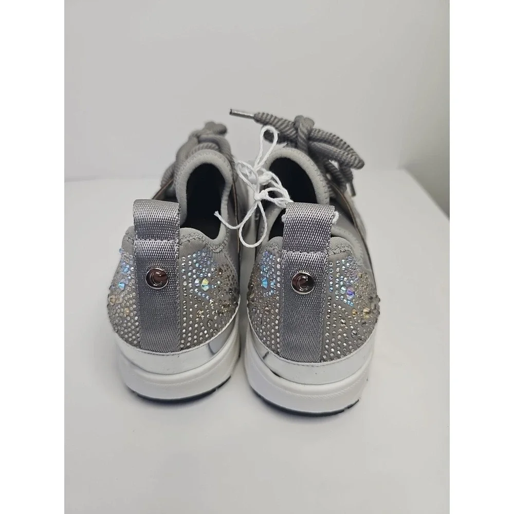 Carvela Women's Lament Bling Embellished Sneakers  Gray Size 38.5 - Picture 6 of 10